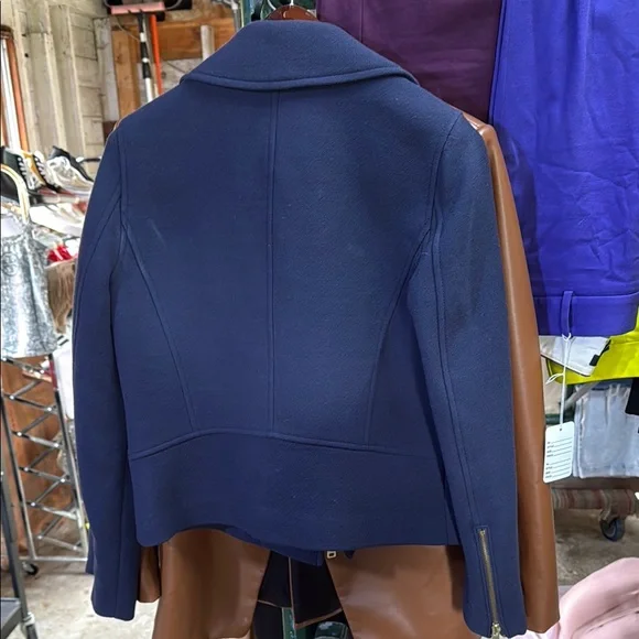 J. Crew Blue wool Jacket Asymmetrical Moto Style NWT - Picture 7 of 8